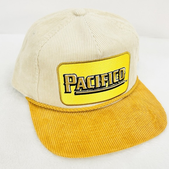 Pacifico Drink Corduroy Golf A-Frame Hat Cap Adjustable Snapback Beige Rope - Picture 3 of 5